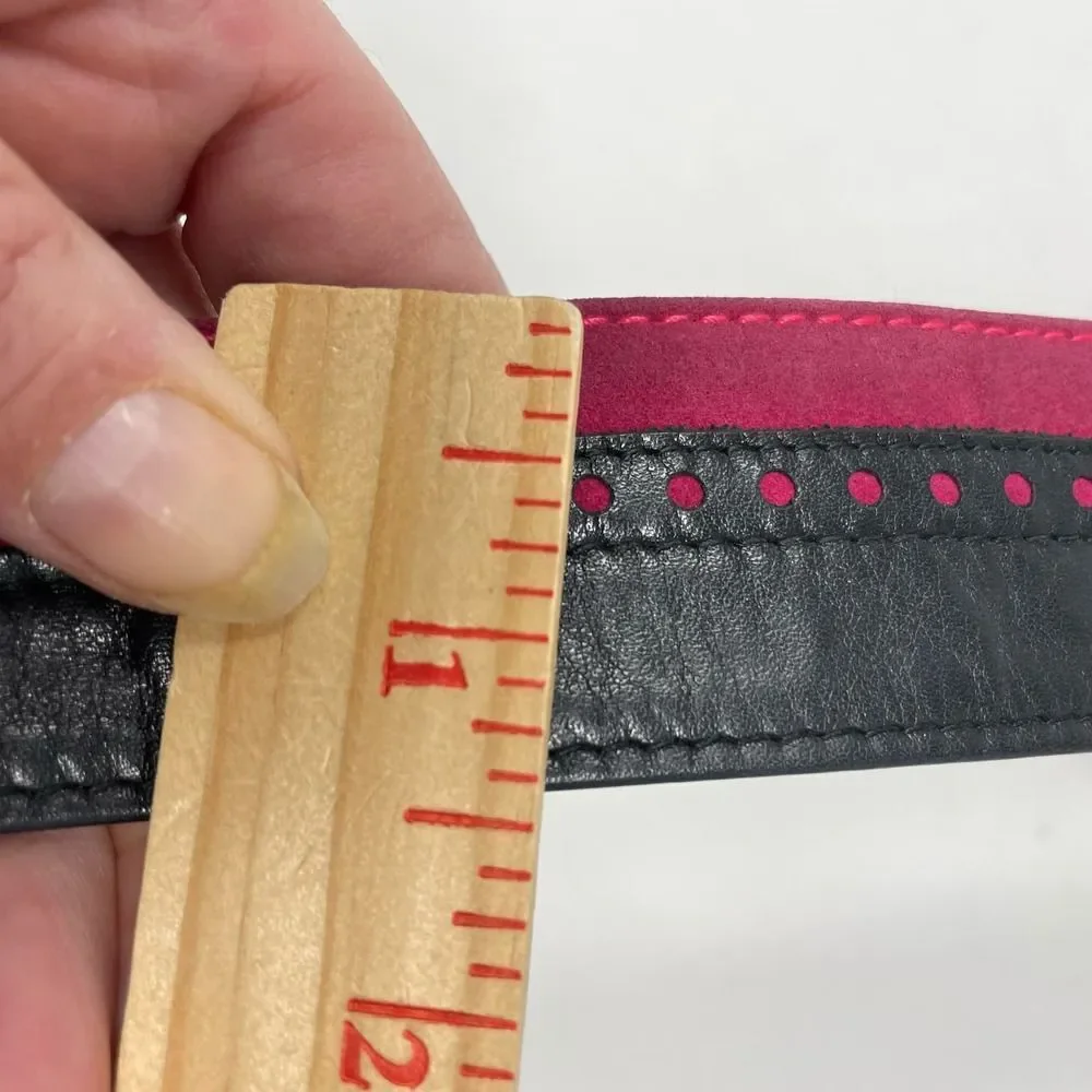 Mondi Leather Suede Belt Small Navy Blue Fuschia